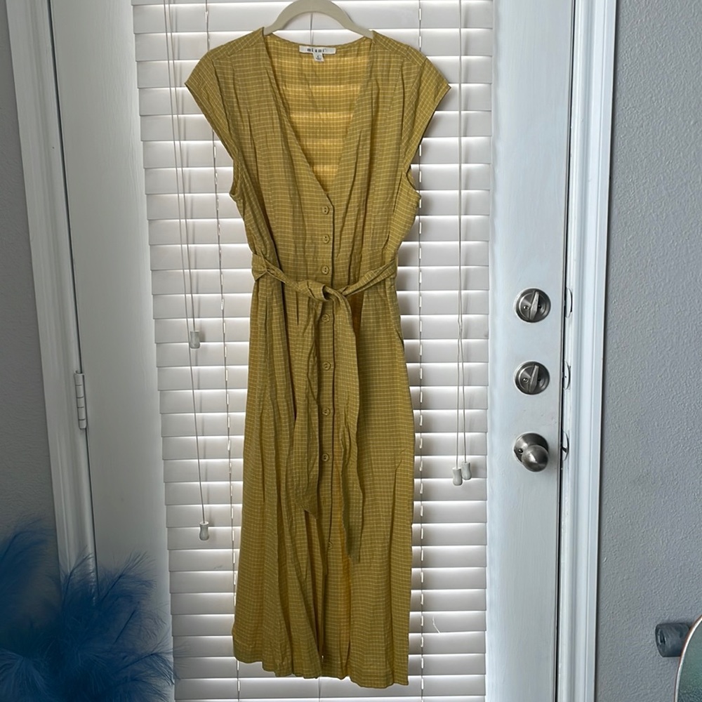 Yellow Checkered Shirtdress